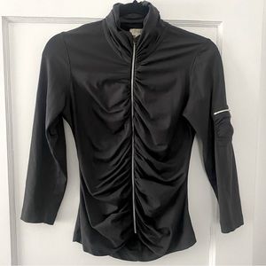 PH8 Bebe Sport Grey Nylon/Spandex Ruched Zippered Jacket